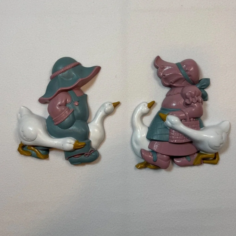 Vintage Burwood Goose‎ Children Wall Art Set 1988 Pink Blue 2865-1B